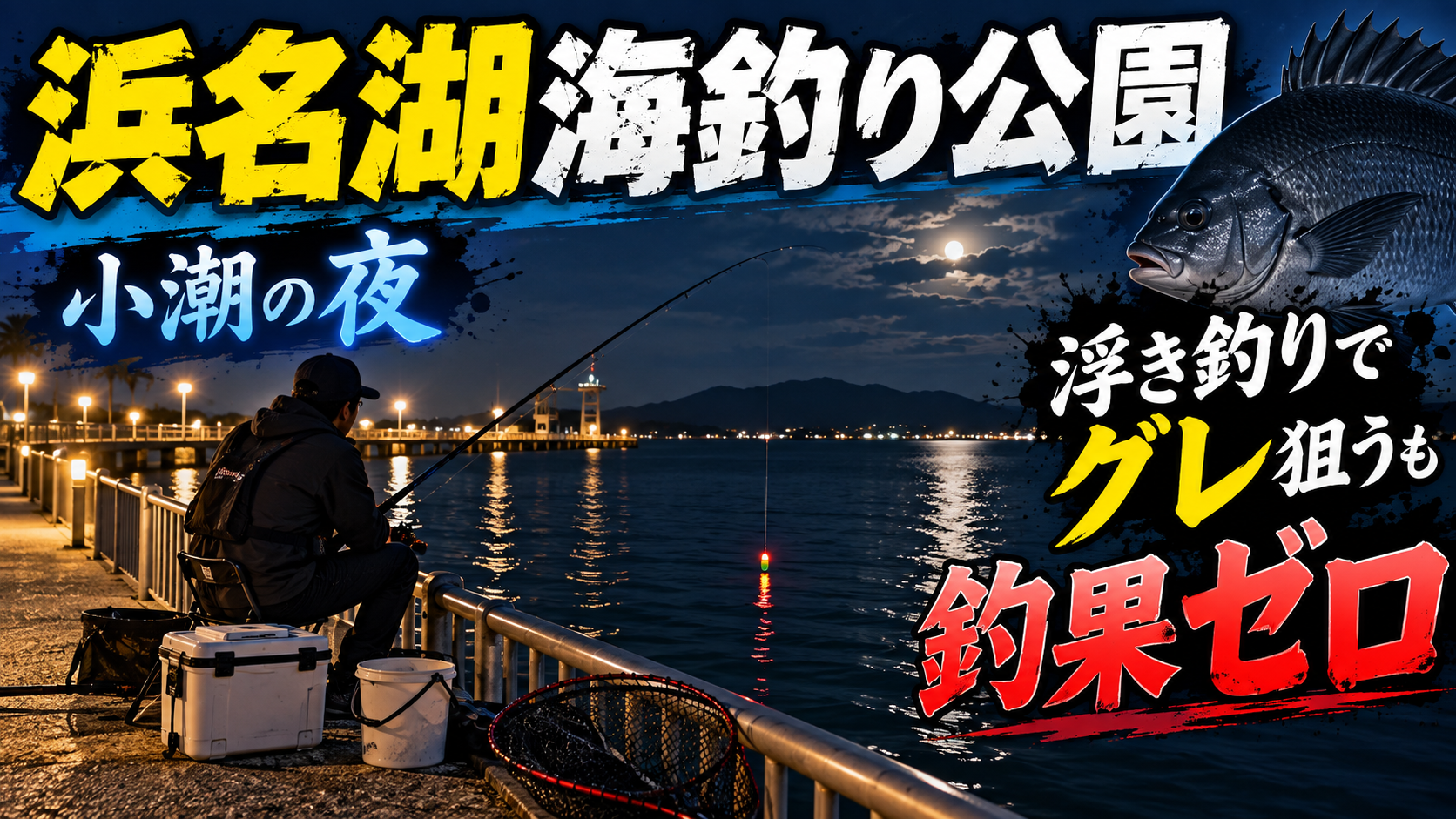 浜名湖海釣り公園、小潮の夜に浮き釣りでグレ狙うも釣果ゼロ